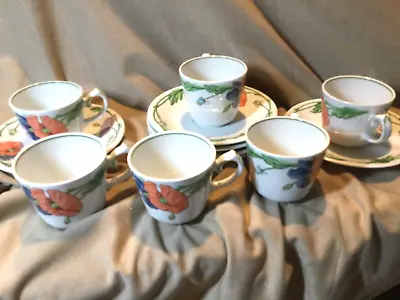 Villeroy & Boch Amapola Cups And Saucers - 6 • $48