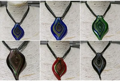 12 Wholesale Murano Elegant Glass Pendant Necklaces • £7.99