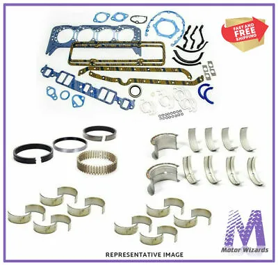 MERCRUISER Chevy GM 2.5L 153 Marine Engine Overhaul Kit Rod+Main Brgs Gkts 2PC • $187