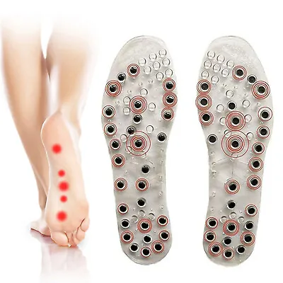 Unisex Magnetic Shoe Gel Insoles Therapy Reflexology Acupuncture And Massaging • £9.99