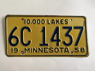 1958 Minnesota License Plate 100% All Original • $17.99