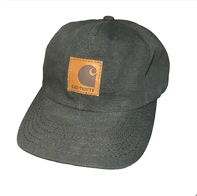 Vintage 90s Carhartt Snapback Hat Cap Green Denim Chore Canvas Made In USA #9 • $39.99