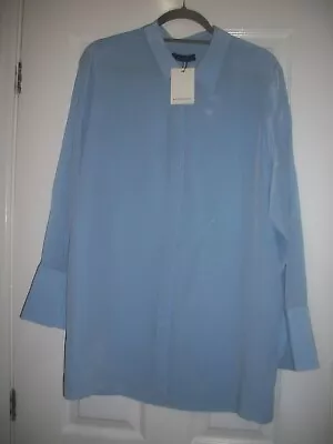 M&s Autograph Size 18 Pure Silk Long Shirt Blouse Chambray • £27.90