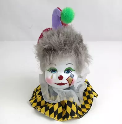 Vintage Porcelain Jester Harlequin Head Mardi Gras Clown 5  Collectible Figurine • $9.99