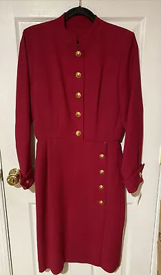 Vintage Yves Saint Laurent Encore 100% Wool Buttons Long Sleeve Lined Dress Sz 8 • $580
