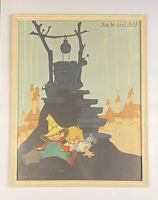 Vernon Grant “Jack And Jill” Vintage Print Kellogg • Nursery Rhyme • Framed 1938 • $34.95