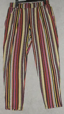 M&S Collection - Multicoloured Stripped Narrow Leg Stretch Trousers - 8 Short • £2.99