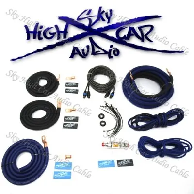 OFC 4 Ga AWG Amp Kit And 4 Gauge AWG Big 3 Upgrade Blue Black Sky High Car Audio • $132.95