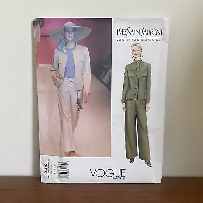 VOGUE Paris ORIGINAL #2410 Yves Saint Laurent YSL Jacket WIDE Leg PANTS Pattern • $28.96