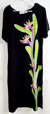 Eastern Sun 90s Tropical Black Maxi Dress • $30