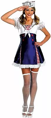 Ladies Blue Ahoy Matey Flirty Sailor Girl Nautical Fancy Dress Size Small 8-10 • £14.99