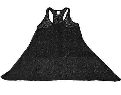 OP Ocean Pacific Womens Bikini Top Coverup 7-9  Medium Black Lace Juniors Swim M • £17.30