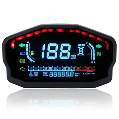 LCD Digital Speedometer Gauge Tachometer Odometer Alarm Backlight For Motorcycle • $59.30