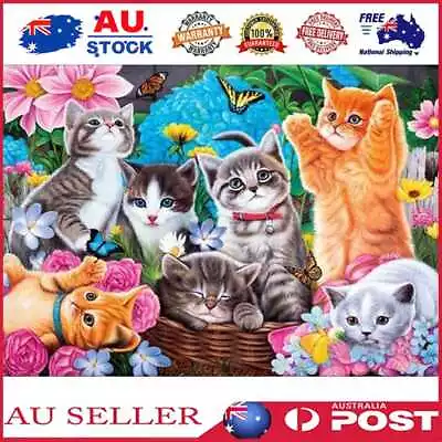 $12.79 • Buy 5D DIY Full Drill Square Diamond Painting Cat Cross Stitch Embroidery Kit