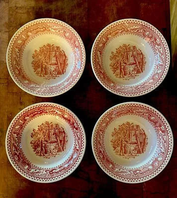 Set Of 4  Royal Ironstone MEMORY LANE  Red Berry Bowls • $23.99