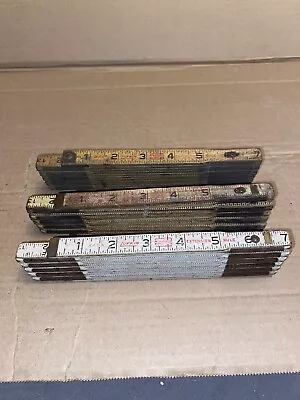 Lot Of 3 Vintage Lufkin X46 72 Inch Extension Rulers W/ Brass Slides And Ends • $24.99