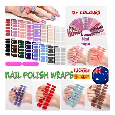 $7.50 • Buy Gel Nail Wraps Polish Strips Semi Cured Gel Nail Stickers Filer Tool Nail Art