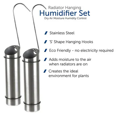 £7.95 • Buy 2 X Stainless Steel Radiator Hanging Humidifiers Dry Air Water Humidity Control 