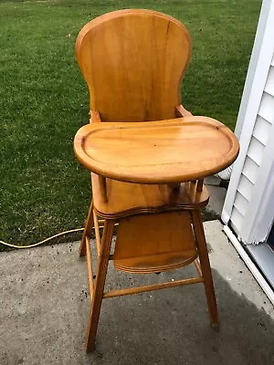 VINTAGE Light Wooden High Chair With Foot Rest • $75