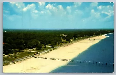 Aerial View Of The  Mississippi Gulf Coast Beach Vtg Deep South Postcard D-1  • $4.45