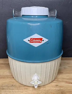 Vintage 1960's Coleman Diamond Badge Blue 2 Gallon Thermos Water Jug Cooler • $40