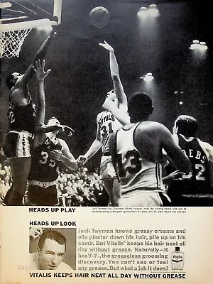 1963 Vitalis Jack Twyman Cincinnati Royals All-Pro Basketball Vintage Print Ad • $11.99