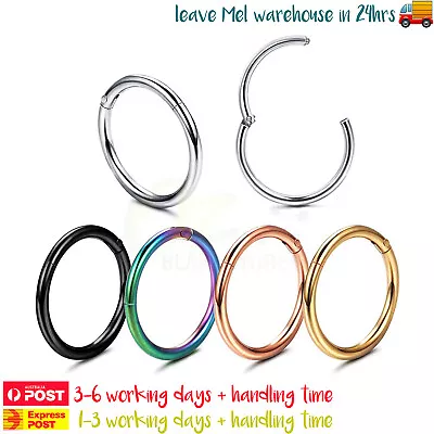 $4.99 • Buy Surgical Steel Hinged Sleepers Clicker Ear Nose Body Ring Lip Hoop Piercing