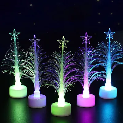 Mini Christmas Tree With Colored Fiber Optic LED Artificial Xmas Tree Home Decor • $8.55