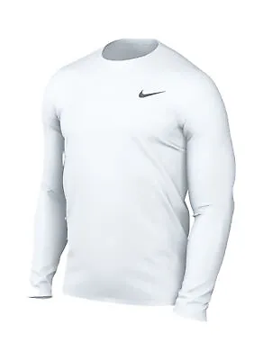 Nike Men's White Legend Long Sleeve Crew Neck Dri-FIT Tee Shirt DV7298 S-2XL • $19.20