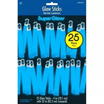 25 4” Blue Glow Sticks W Lanyard New Amscan - Free Shipping • $9.99