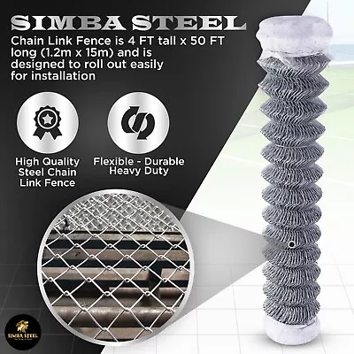 Galvanized Steel 4 X 50 FT Roll Chain Link Fence Fabric 11.5 GA Heavy Duty SIMBA • $179.50