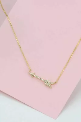 1Ct Round Cut VVS1 D Diamond Arrow Pendant 14K Yellow Gold Finish 18  Free Chain • $72