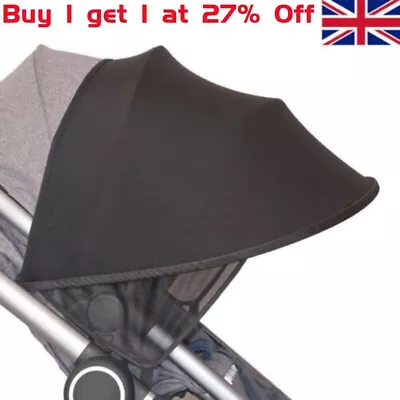 Universal Baby Pushchair Stroller Pram Buggy Sun Shade Canopy UV Cover Black UK • £5.87