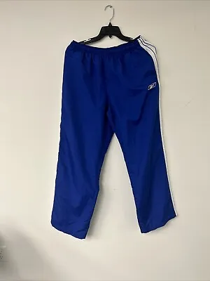 VINTAGE Reebok Pants Men Extra Large Blue Windbreaker Warm Up Athletic 90s Pocke • $16.99