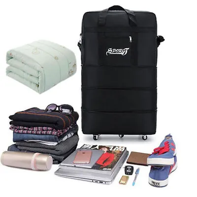 6 Wheel Extra Large Lightweight Luggage Trolley Suitcase Travel Bag Foldable Bag • £17.95