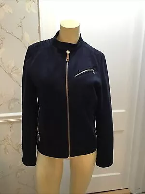 Zara Mens Suede Jacket Zipper Closure Navy Blue -s • $34