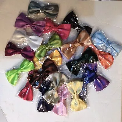 Wholesale Lot Of 12 Pre-Tied Bow Ties Assorted Solid Colors • $24