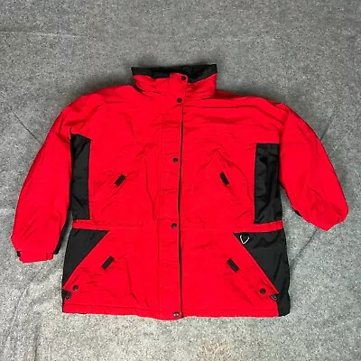Cabelas Mens Jacket Extra Large Red Black Parka Outdoor Winter Zip Gorpcore • $54.98