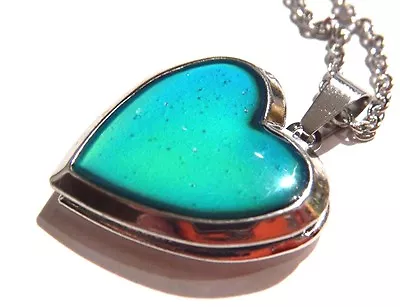 12pc Lot Wholesale GLITTER HEART MOOD LOCKET Color Changing Pendant Necklace 1W • $46.99