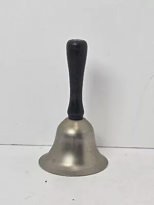 Vintage Hand Held Steel School Dinner Bell Style Black Wooden Handle 4  Tall Vtg • $4.99