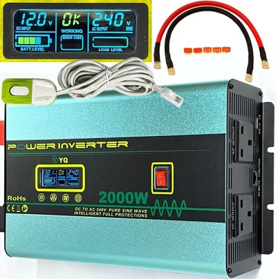 £176.71 • Buy YQ Pure Sine Wave Power Inverter 2000W4000W 12V To 240V Caravan Converter Remote