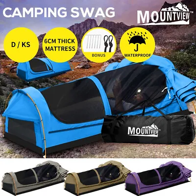 Mountview Swag Camping Swags Canvas Double King Single Hiking Tent Dome Mattress • $189.99