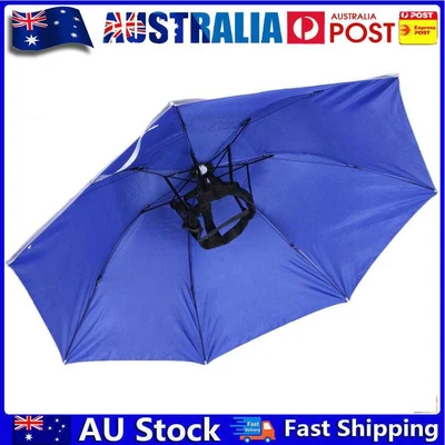 $14.99 • Buy Head Umbrella Anti-UV Anti-Rain Outdoor Fishing Umbrella Hat(Royal Blue) AU