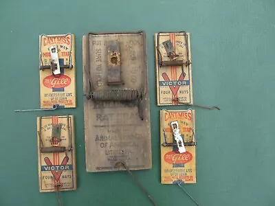 Vintage Collection Of 5 Wooden Snap Rat & Mouse Traps All Working McGill Victor • $16