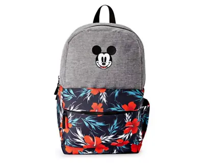 Disney Floral Embroidered Mickey Mouse Large Backpack Bookbag NEW NWOT • $32