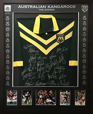 $600 • Buy Australian Legends Signed & Framed Rugby League Jersey - Blazed In Glory
