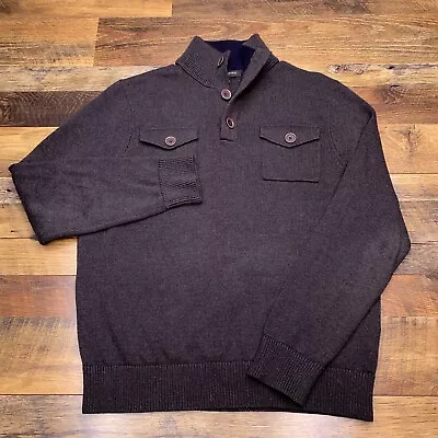 Banana Republic Sweater Mens Medium Gray Button Mock Neck • $14.99