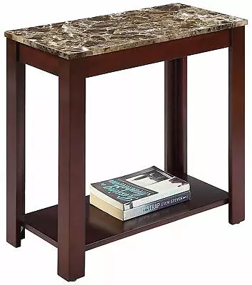 Rectangular Espresso Devon Faux Marble Top Chair With Lower Shelf Side Table • $75.99