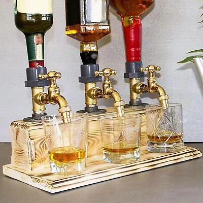  Bottle Dispenser Home Bar Whiskey Shot Wood Dispenser Father Gifts • $36.57