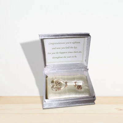 £9.45 • Buy 18th/21st Birthday Gift Glass Key For Her/Him - Special Keepsake For Male/Female